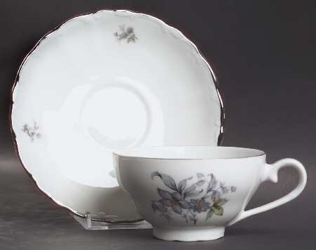 Wild Flower (Platinum Trim) Flat Cup & Saucer Set