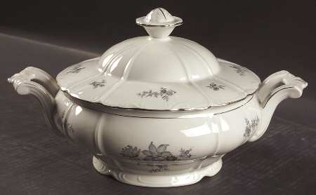 Wild Flower (Platinum Trim) Round Covered Vegetable by Bohemia Ceramic Works