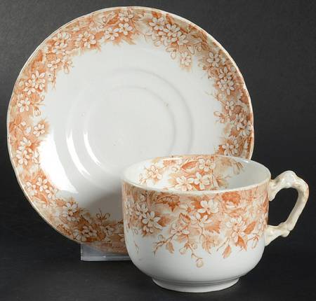 Mayflower (Brown) Flat Cup & Saucer Set