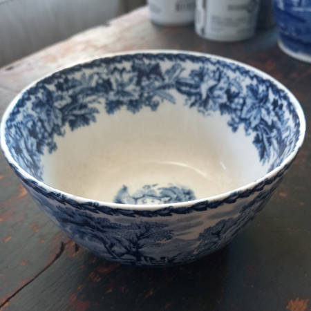 British Scenery Blue (Scalloped, A8024) Cranberry Bowl