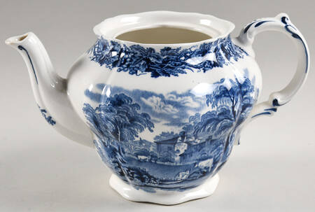 British Scenery Blue (Scalloped, A8024) Teapot No Lid