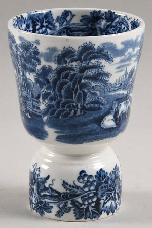 British Scenery Blue (Scalloped, A8024) Double Egg Cup