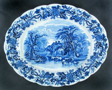 British Scenery Blue (Scalloped, A8024) 18" Oval Serving Platter
