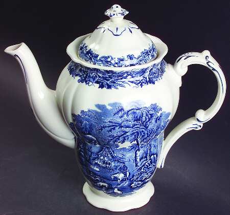 British Scenery Blue (Scalloped, A8024) Coffee Pot & Lid