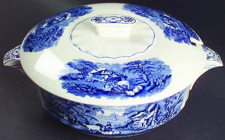 British Scenery Blue (Scalloped, A8024) Tureen &  Lid