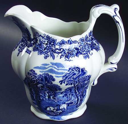 British Scenery Blue (Scalloped, A8024) 40 Oz Pitcher