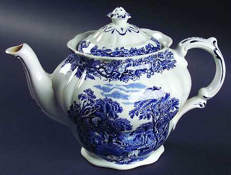 British Scenery Blue (Scalloped, A8024) Teapot & Lid