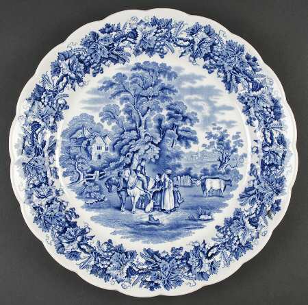 British Scenery Blue (Scalloped, A8024) 13" Chop Plate (Round Platter)