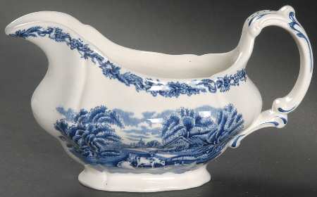 British Scenery Blue (Scalloped, A8024) Gravy Boat