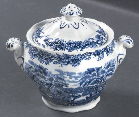 British Scenery Blue (Scalloped, A8024) Sugar Bowl & Lid