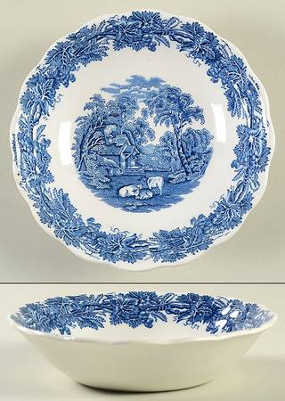 British Scenery Blue (Scalloped, A8024) Coupe Cereal Bowl