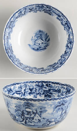 British Scenery Blue (Scalloped, No #) Cranberry Bowl