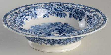 British Scenery Blue (Scalloped, No #) Round Vegetable No Lid