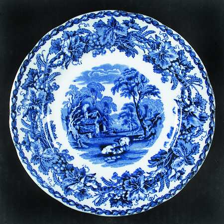 British Scenery Blue (Scalloped, No #) Salad Plate