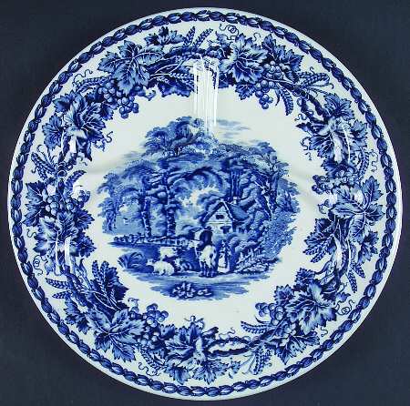 British Scenery Blue (Scalloped, No #) Grill Plate