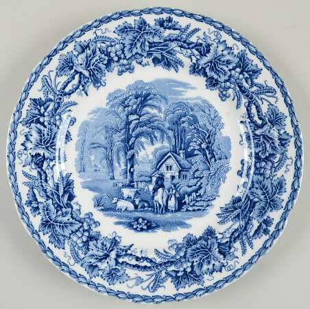 British Scenery Blue (Scalloped, No #) Luncheon Plate