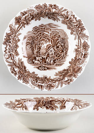 British Scenery Brown 8" Round Vegetable Bowl