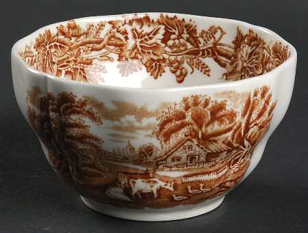 British Scenery Brown Open Sugar Bowl