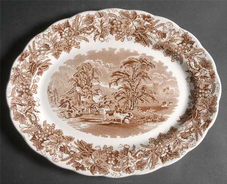 British Scenery Brown 14" Oval Serving Platter
