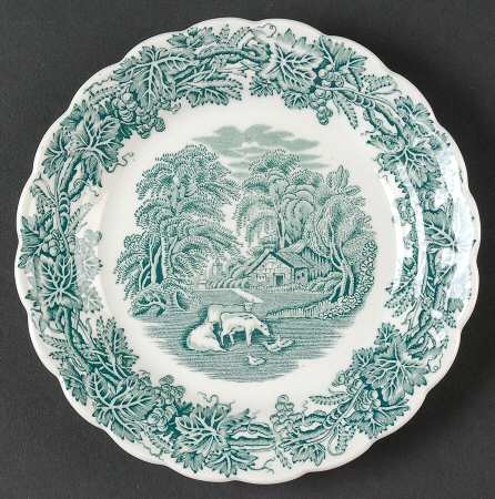 British Scenery Green Bread & Butter Plate