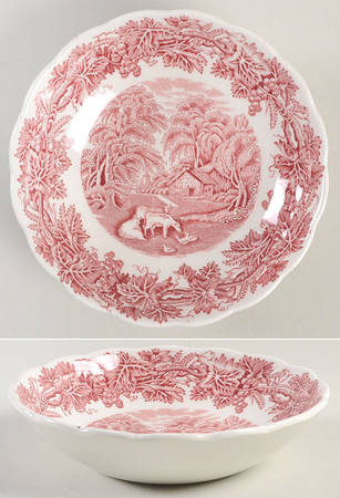 British Scenery Pink (Scalloped, A8024) Fruit/Dessert (Sauce) Bowl