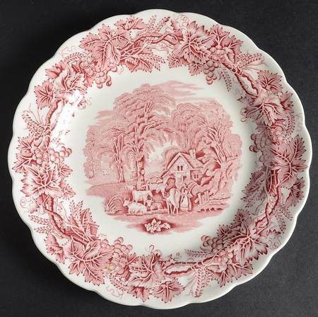 British Scenery Pink (Scalloped, A8024) Luncheon Plate