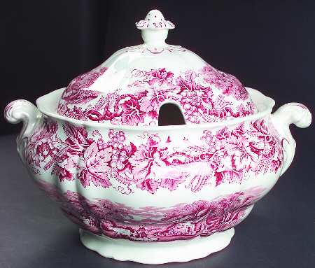 British Scenery Pink (Scalloped, A8024) Tureen &  Lid