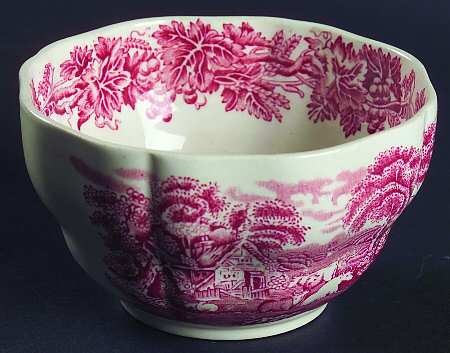 British Scenery Pink (Scalloped, A8024) Open Sugar Bowl