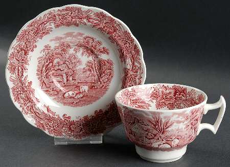 British Scenery Pink (Scalloped, A8024) Oversized Cup & Saucer Set