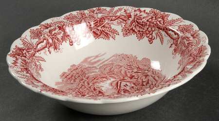British Scenery Pink (Scalloped, A8024) 9" Round Vegetable Bowl