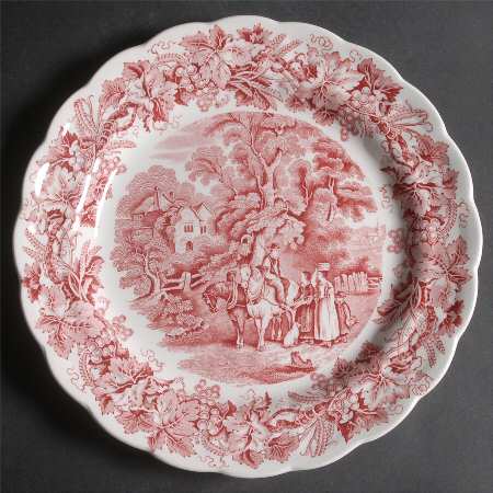 British Scenery Pink (Scalloped, A8024) 12" Chop Plate (Round Platter)