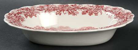 British Scenery Pink (Scalloped, A8024) 10" Oval Vegetable Bowl