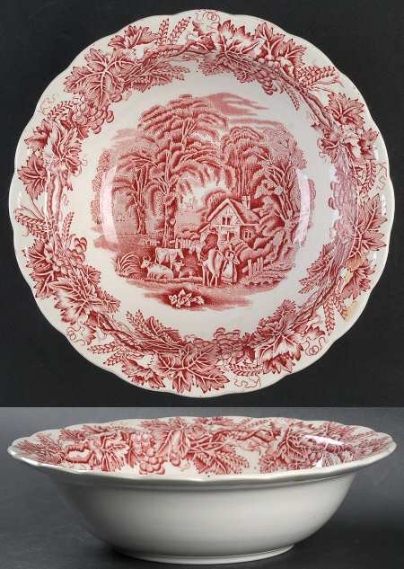 British Scenery Pink (Scalloped, A8024) 8" Round Vegetable Bowl