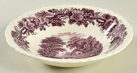 British Scenery Purple (Embossed Edge) Coupe Cereal Bowl