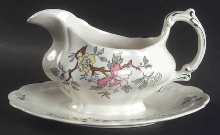 Chinese Tree Gravy Boat with Attached Underplate