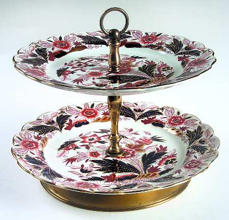 Dovedale Rust and Blue 2-Tiered Serving Tray (Dinner & Luncheon Plates)