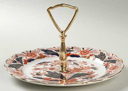Dovedale Rust and Blue Round Serving Plate with Handle (SP)