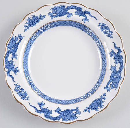Dragon Blue (Gold Trim) Rim Soup Bowl
