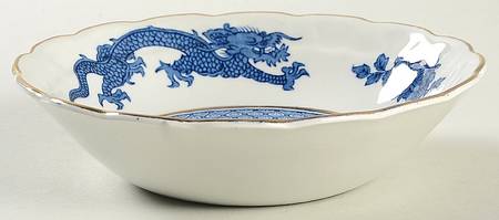 Dragon Blue (Gold Trim) Coupe Cereal Bowl