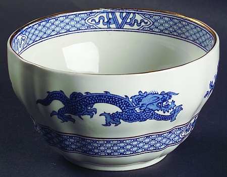 Dragon Blue (Gold Trim) Cranberry Bowl