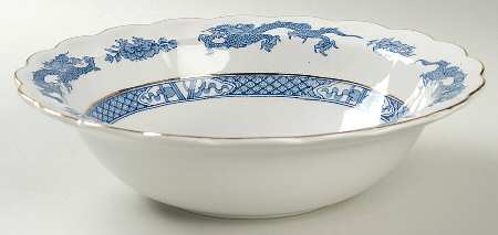 Dragon Blue (Gold Trim) 9" Round Vegetable Bowl