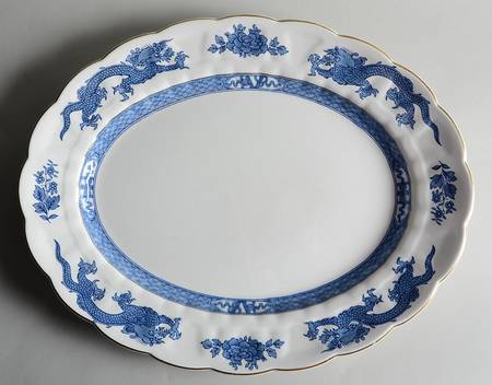 Dragon Blue (Gold Trim) 16" Oval Serving Platter