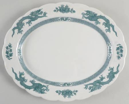 Dragon Green 14" Oval Serving Platter