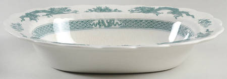 Dragon Green 10" Oval Vegetable Bowl