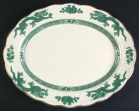 Dragon Green 14" Oval Serving Platter