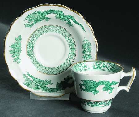 Dragon Green Flat Demitasse Cup & Saucer Set