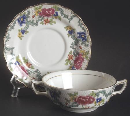 Floradora (Multi Scalloped) Flat Cream Soup Bowl & Saucer Set