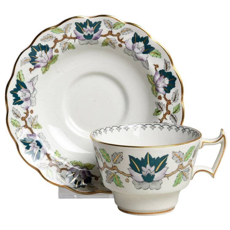Green Lotus Flat Cup & Saucer Set