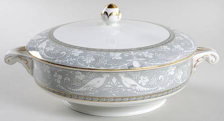 Grey Mosaic Round Covered Vegetable