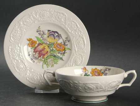 Larkspur Footed Cream Soup Bowl & Saucer Set